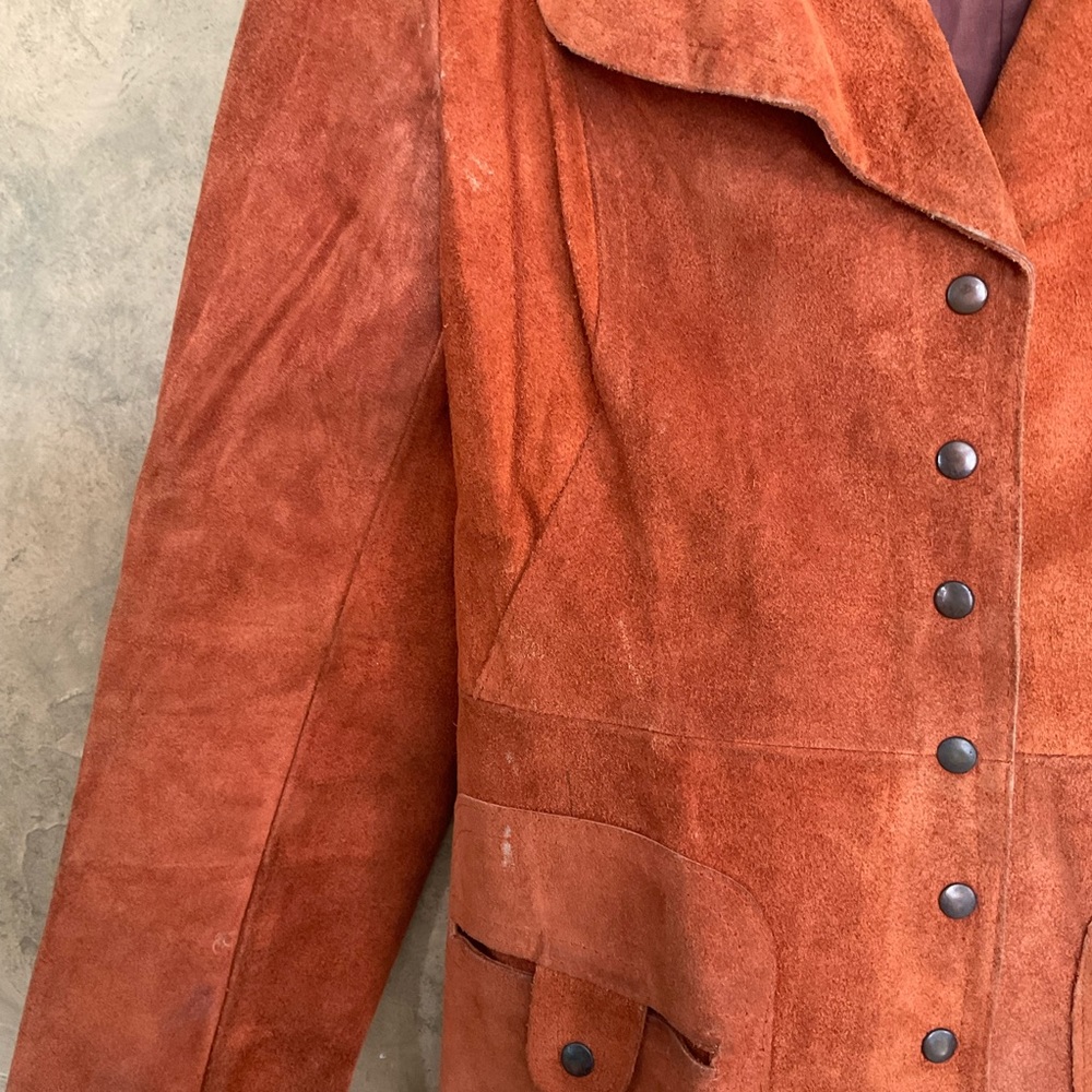 Vintage 60s 70s Opera Snap Front Suede Coat - Picture 6 of 8